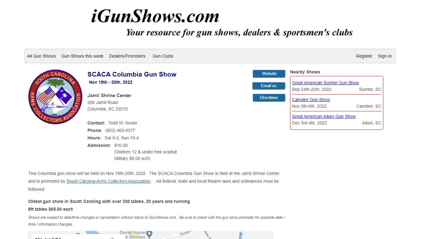 SCACA Columbia Gun Show 2022 • Columbia, SC